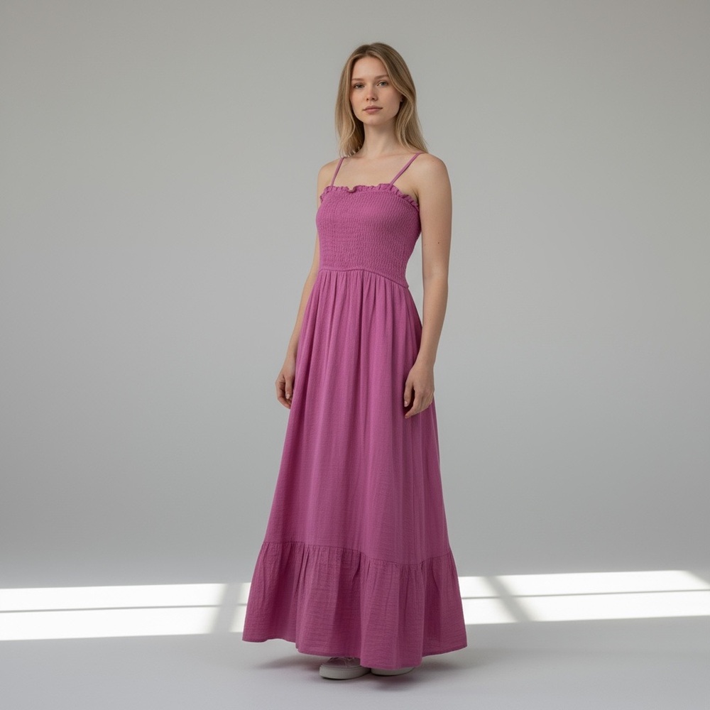 Raviya Pink Maxi Dress with Smocked Bodice